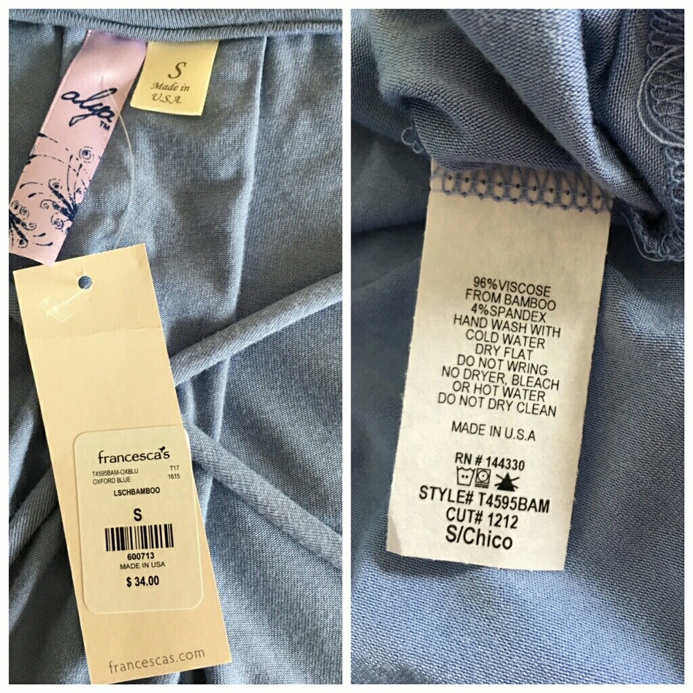 FRANCESCA'S OXFORD BLUE WOMEN BLOUSE TOP - Picture 3 of 4